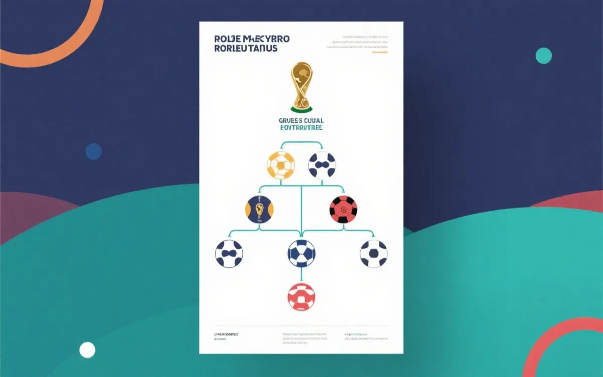 从12组到32强淘汰赛的分叉路径图：小组前二直通、8个第三补位、最终通往决赛